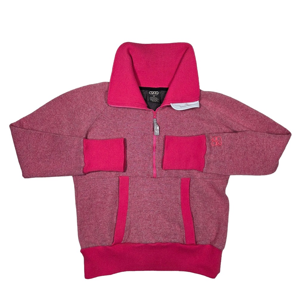 CORE Concepts Pullover Sweater Women M Pink Wool Quarter Zip Granola Girl Hiking